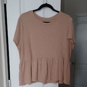 Casual Tan Peplum Top